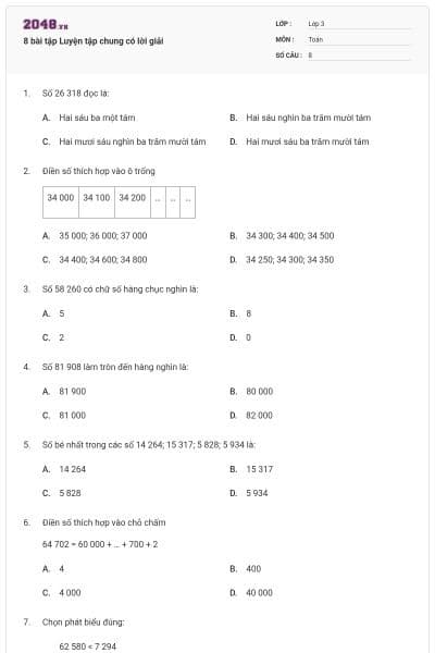 8 bài tập Luyện tập chung có lời giải