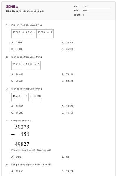 8 bài tập Luyện tập chung có lời giải
