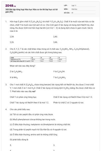 300 Bài tập tổng hợp Hóa học Hữu cơ ôn thi Đại học có lời giải (P6)
