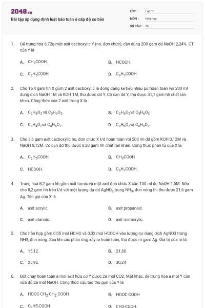 Bài tập áp dụng định luật bảo toàn ở cấp độ cơ bản