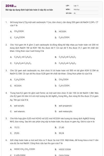 Bài tập áp dụng định luật bảo toàn ở cấp độ cơ bản