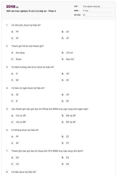 300 câu trắc nghiệm Vi xử lí có đáp án - Phần 6