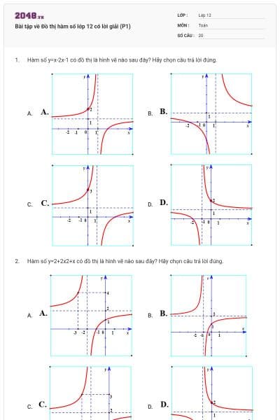 Bài tập về Đồ thị hàm số lớp 12 có lời giải (P1)