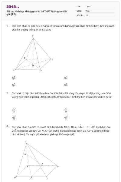 Bài tập Hình học không gian ôn thi THPT Quốc gia có lời giải (P2)