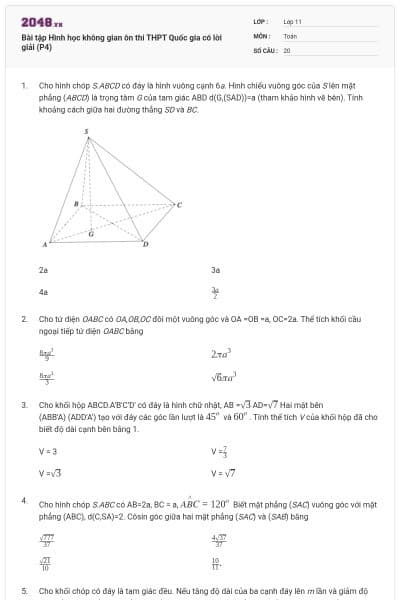 Bài tập Hình học không gian ôn thi THPT Quốc gia có lời giải (P4)