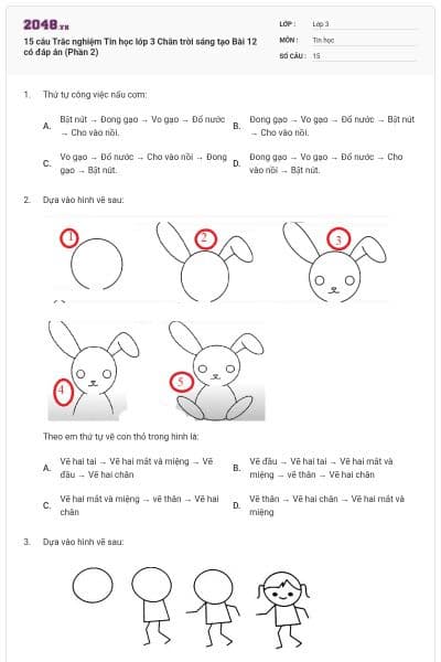 15 câu Trắc nghiệm Tin học lớp 3 Chân trời sáng tạo Bài 12 có đáp án (Phần 2)
