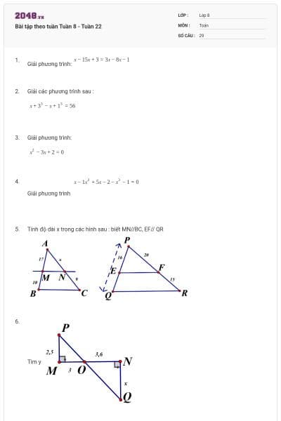 Bài tập theo tuần Tuần 8 - Tuần 22