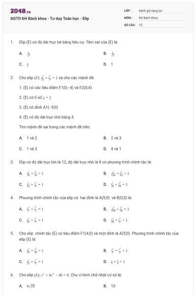 ĐGTD ĐH Bách khoa - Tư duy Toán học - Elip
