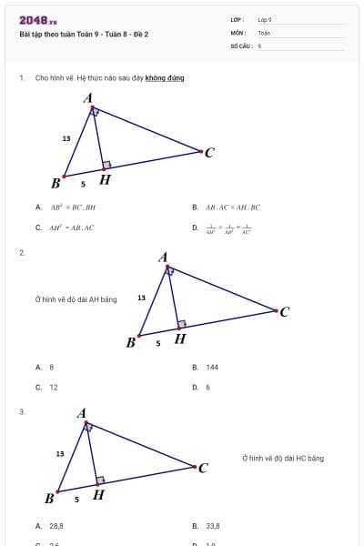 Bài tập theo tuần Toán 9 - Tuần 8 - Đề 2