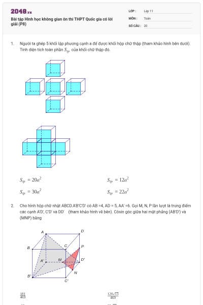 Bài tập Hình học không gian ôn thi THPT Quốc gia có lời giải (P8)