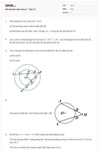 Bài tập theo tuần Toán 9 - Tuần 12