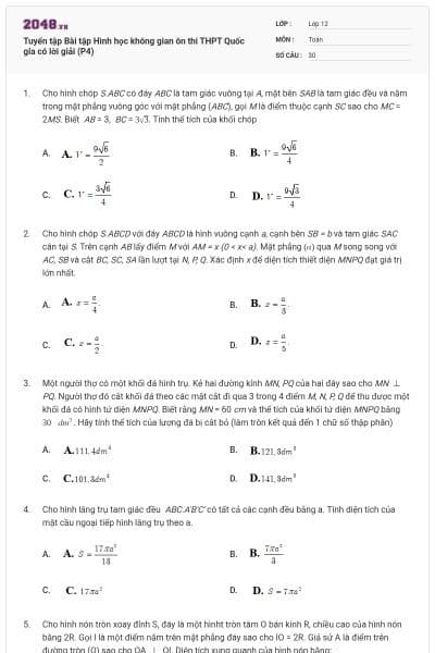 Tuyển tập Bài tập Hình học không gian ôn thi THPT Quốc gia có lời giải (P4)