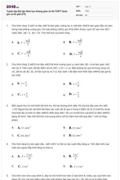 Tuyển tập Bài tập Hình học không gian ôn thi THPT Quốc gia có lời giải (P4)