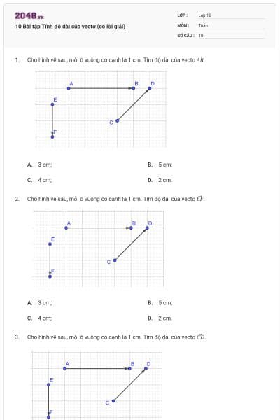 10 Bài tập Tính độ dài của vectơ (có lời giải)