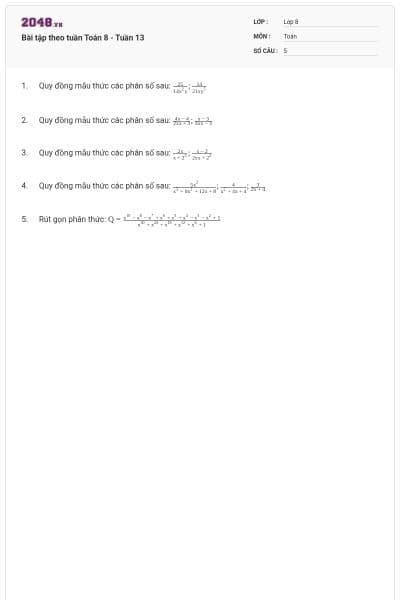 Bài tập theo tuần Toán 8 - Tuần 13