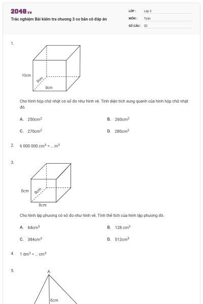 Trắc nghiệm Bài kiểm tra chương 3 cơ bản có đáp án