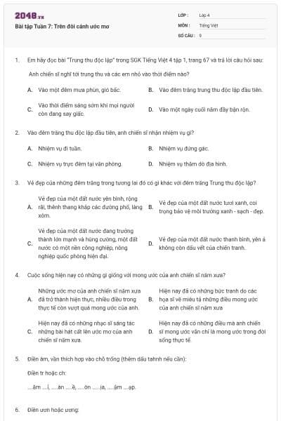 Bài tập Tuần 7: Trên đôi cánh ước mơ