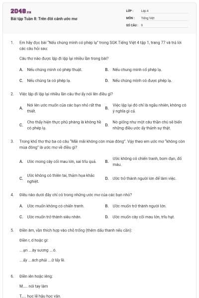 Bài tập Tuần 8: Trên đôi cánh ước mơ