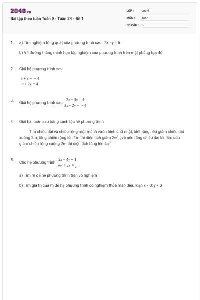 Bài tập theo tuần Toán 9 - Tuần 24 - Đề 1