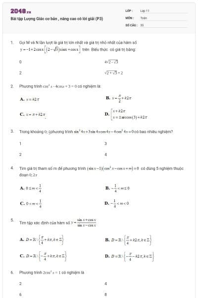 Bài tập Lượng Giác cơ bản , nâng cao có lời giải (P3)