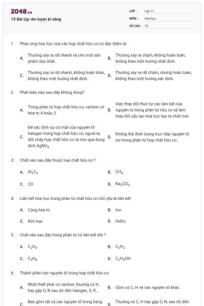 15 Bài tập rèn luyện kĩ năng