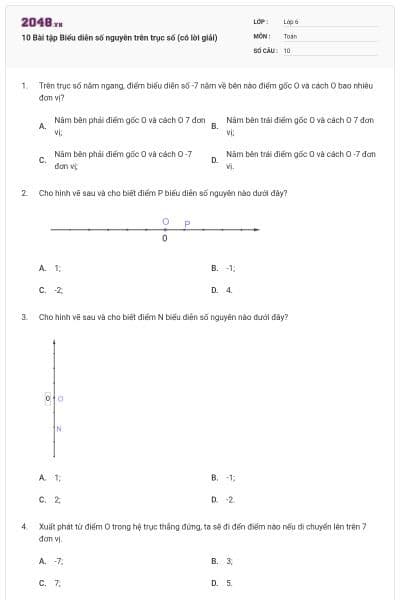 10 Bài tập Biểu diễn số nguyên trên trục số (có lời giải)