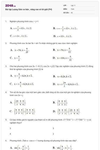 Bài tập Lượng Giác cơ bản , nâng cao có lời giải (P4)