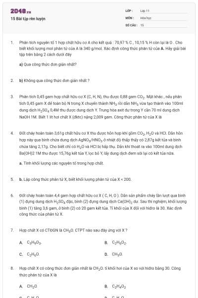 15 Bài tập rèn luyện