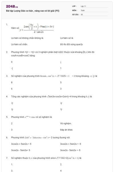 Bài tập Lượng Giác cơ bản , nâng cao có lời giải (P5)