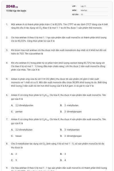 15 Bài tập rèn luyện