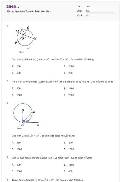 Bài tập theo tuần Toán 9 - Tuần 30 - Đề 1