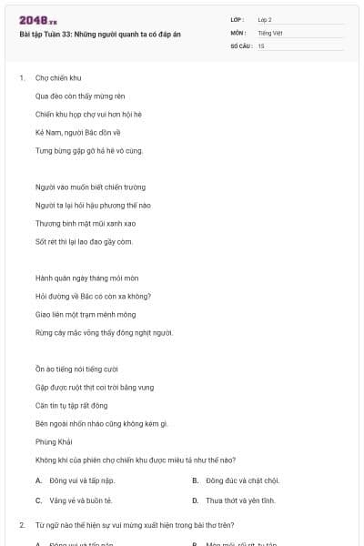 Bài tập Tuần 33: Những người quanh ta có đáp án