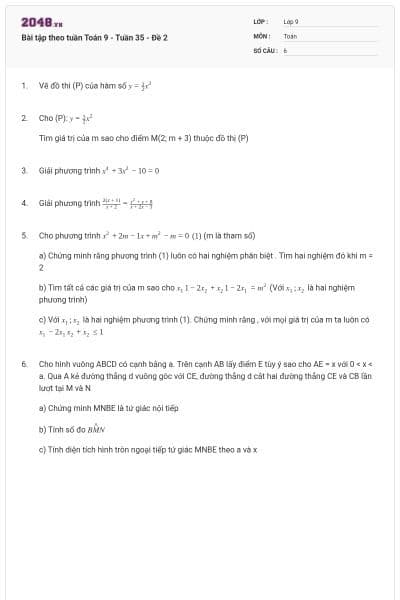 Bài tập theo tuần Toán 9 - Tuần 35 - Đề 2