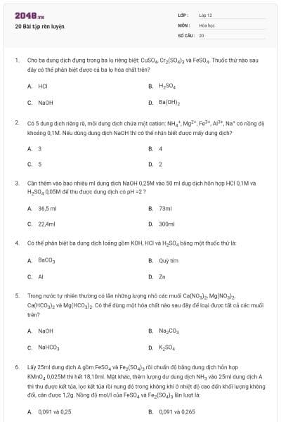 20 Bài tập rèn luyện