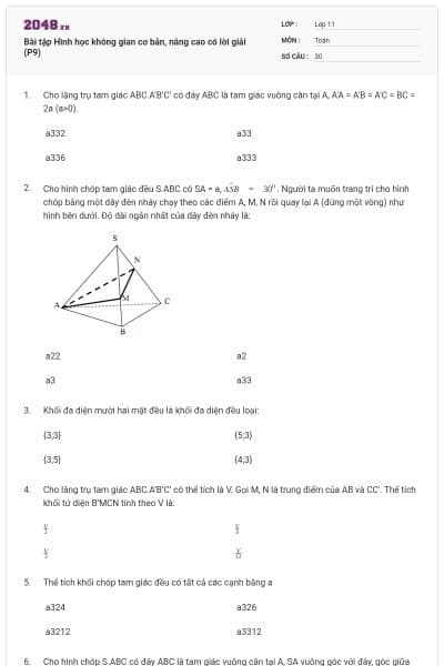 Bài tập Hình học không gian cơ bản, nâng cao có lời giải (P9)