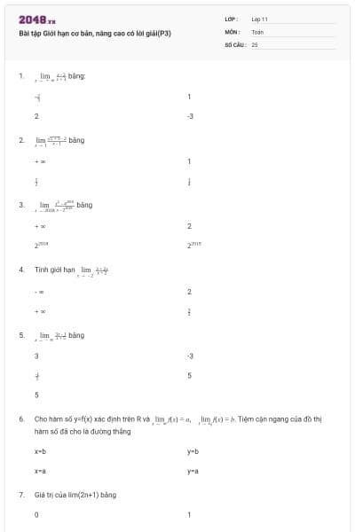 Bài tập Giới hạn cơ bản, nâng cao có lời giải(P3)