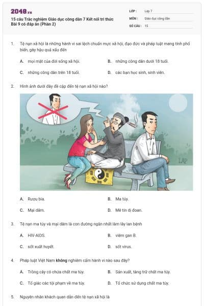 15 câu Trắc nghiệm Giáo dục công dân 7 Kết nối tri thức Bài 9 có đáp án (Phần 2)