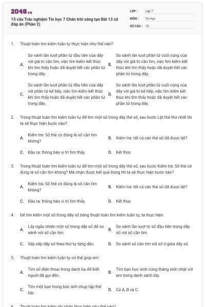 15 câu Trắc nghiệm Tin học 7 Chân trời sáng tạo Bài 13 có đáp án (Phần 2)