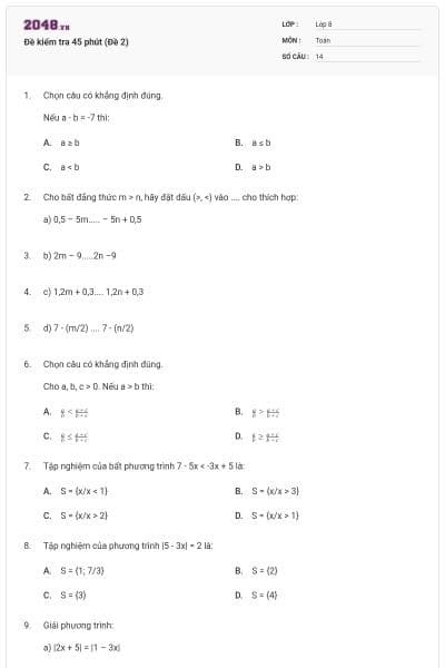 Đề kiểm tra 45 phút (Đề 2)