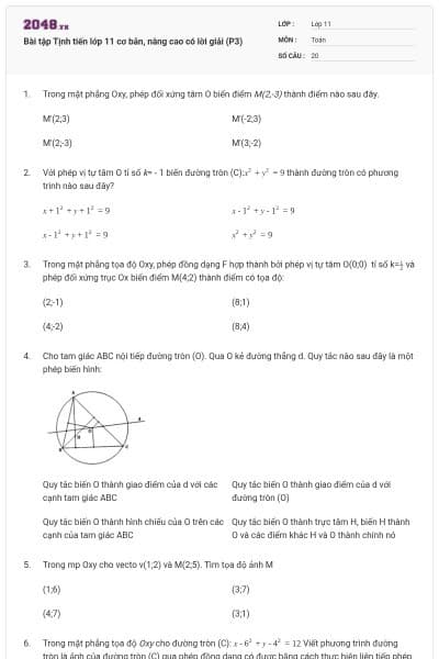 Bài tập Tịnh tiến lớp 11 cơ bản, nâng cao có lời giải (P3)