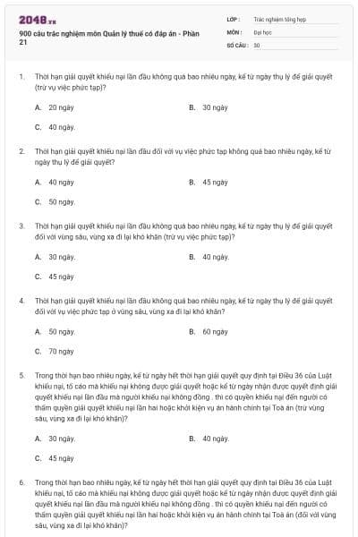 900 câu trắc nghiệm môn Quản lý thuế có đáp án - Phần 21