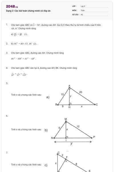 Dạng 2: Các bài toán chứng minh có đáp án