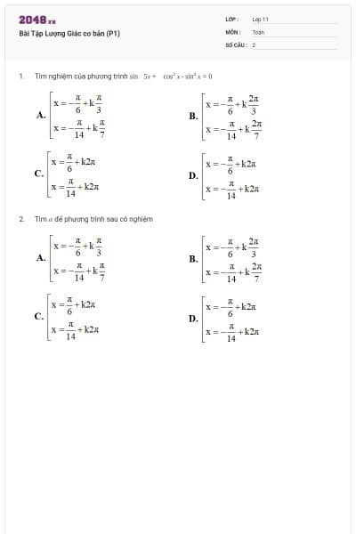 Bài Tập Lượng Giác cơ bản (P1)