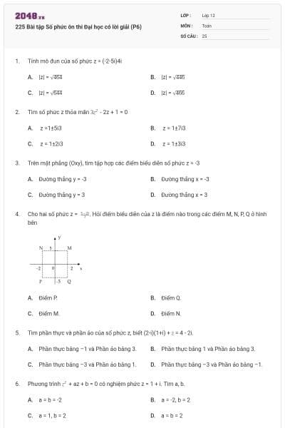 225 Bài tập Số phức ôn thi Đại học có lời giải (P6)