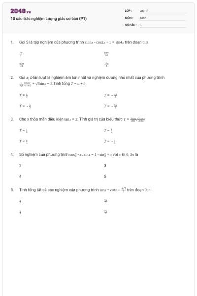 10 câu trắc nghiệm Lượng giác cơ bản (P1)