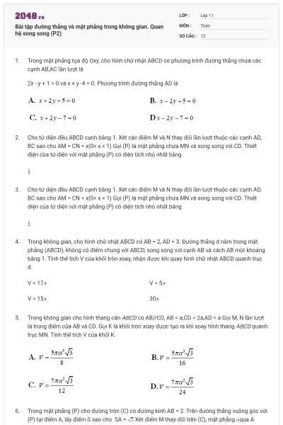 Bài tập đường thẳng và mặt phẳng trong không gian. Quan hệ song song (P2)