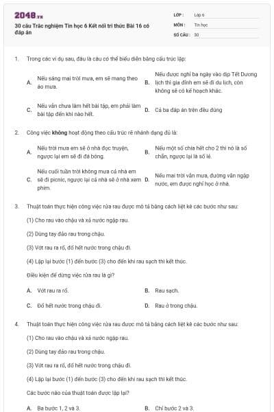 30 câu Trắc nghiệm Tin học 6 Kết nối tri thức Bài 16 có đáp án