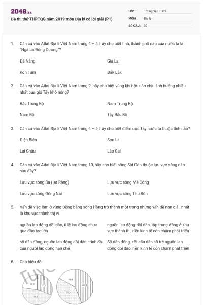 Đề thi thử THPTQG năm 2019 môn Địa lý có lời giải (P1)