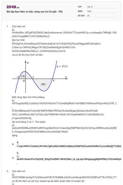Bài tập Đạo Hàm cơ bản, nâng cao (có lời giải - P8)