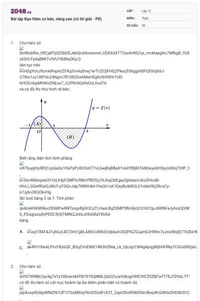 Bài tập Đạo Hàm cơ bản, nâng cao (có lời giải - P8)